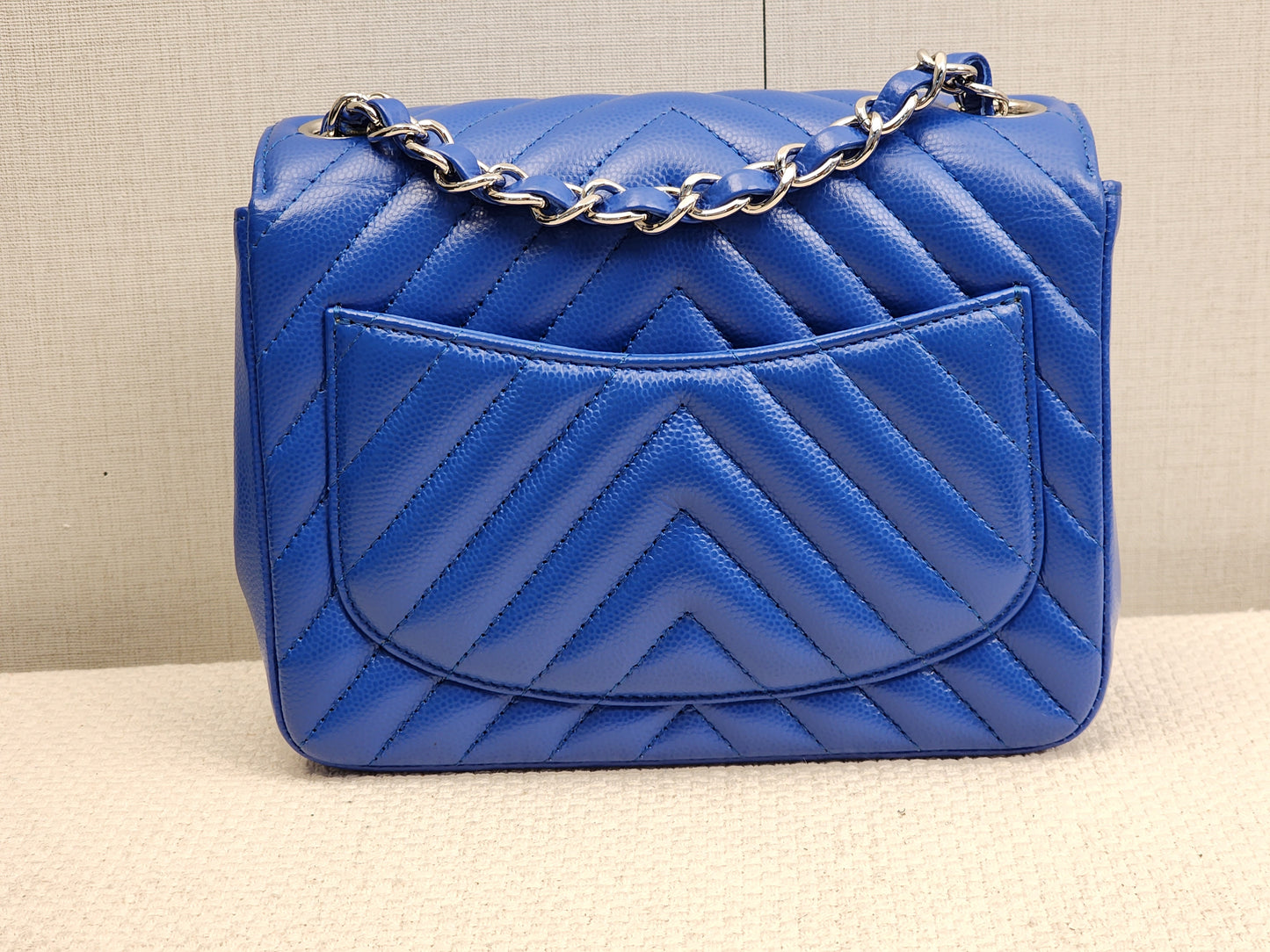 Chanel Royal Blue Caviar Mini Square (SHW)