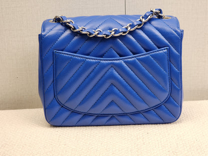 Chanel Royal Blue Caviar Mini Square (SHW)