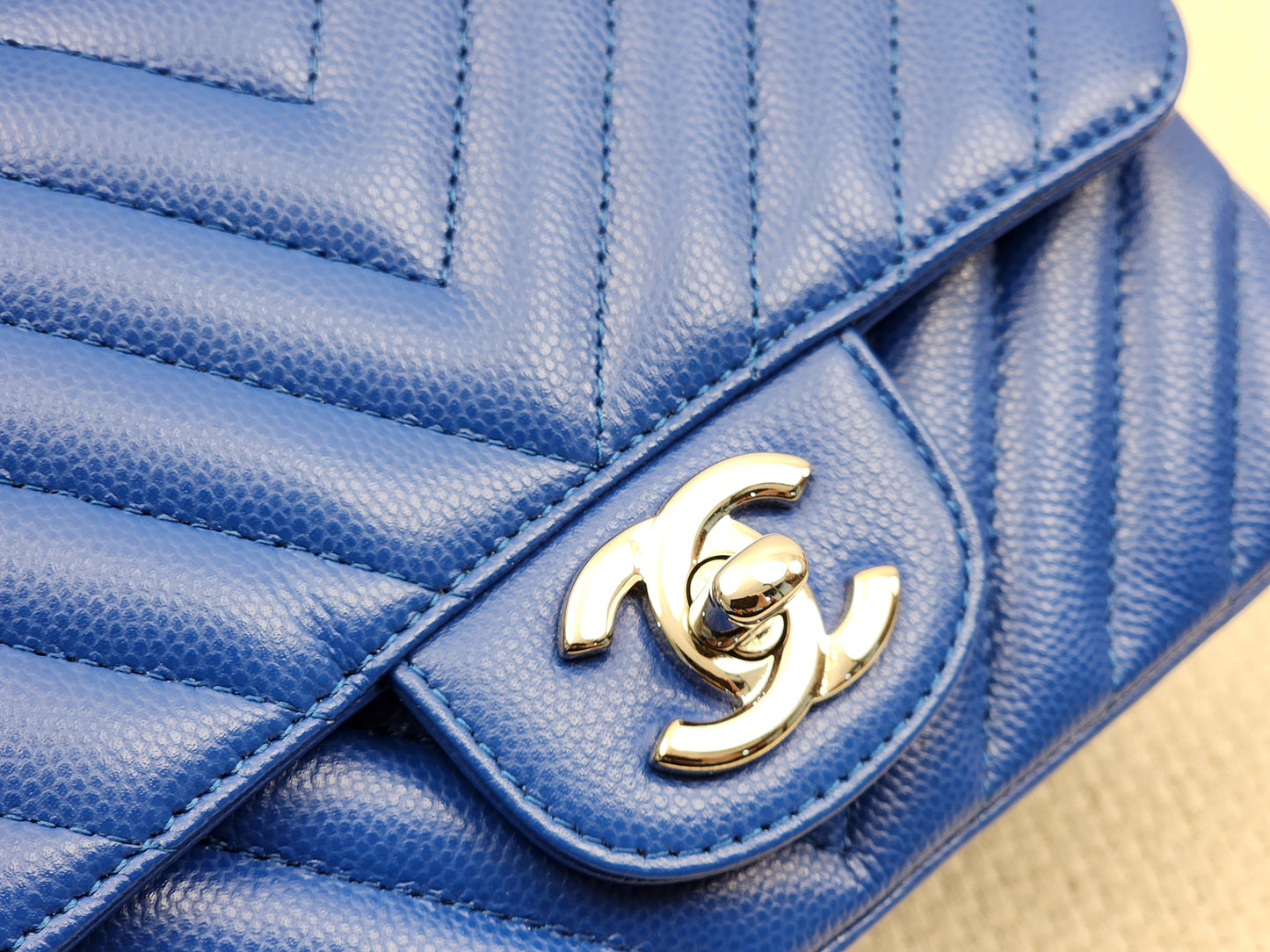Chanel Royal Blue Caviar Mini Square (SHW)