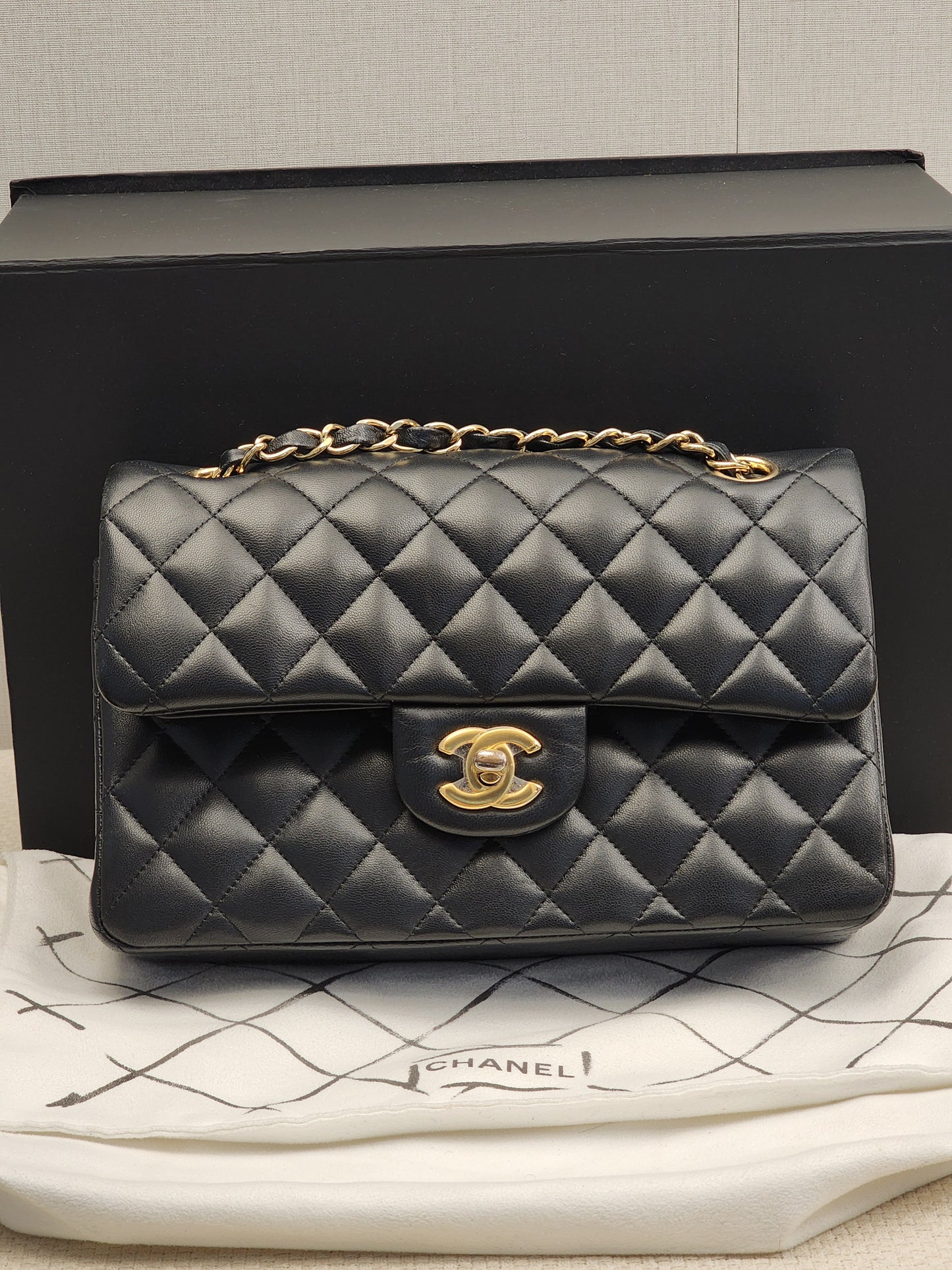 Chanel Black Lambskin Small CF (GHW)