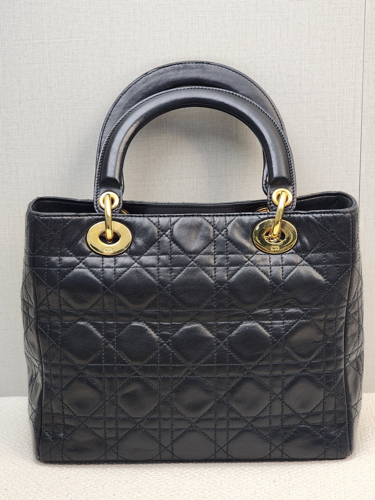 Dior Black Vintage Lambskin Medium Lady Dior (GHW)