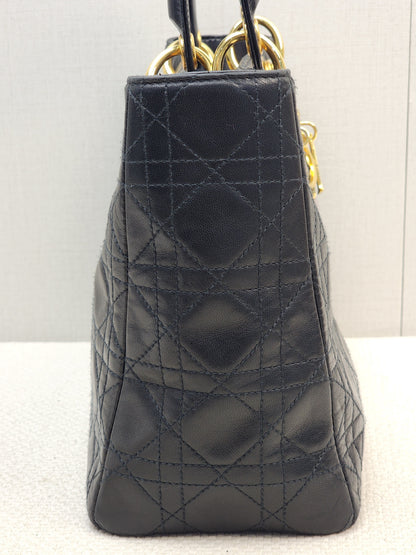 Dior Black Vintage Lambskin Medium Lady Dior (GHW)