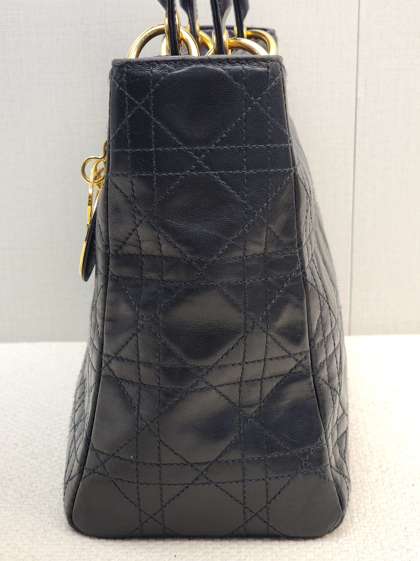 Dior Black Vintage Lambskin Medium Lady Dior (GHW)