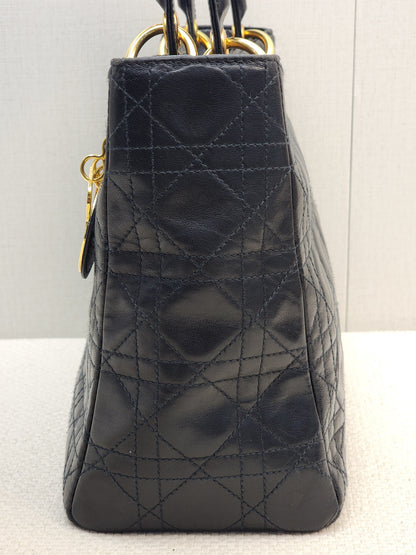 Dior Black Vintage Lambskin Medium Lady Dior (GHW)
