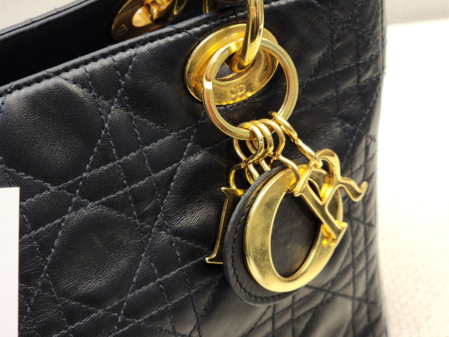Dior Black Vintage Lambskin Medium Lady Dior (GHW)