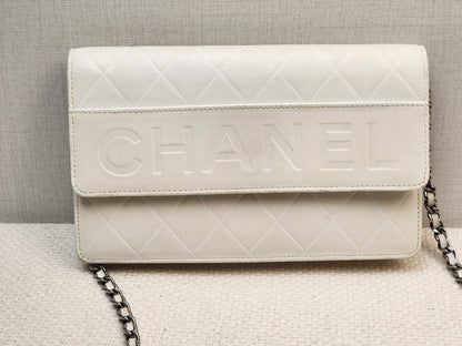 Chanel White Lambskin Vintage Quilted WOC