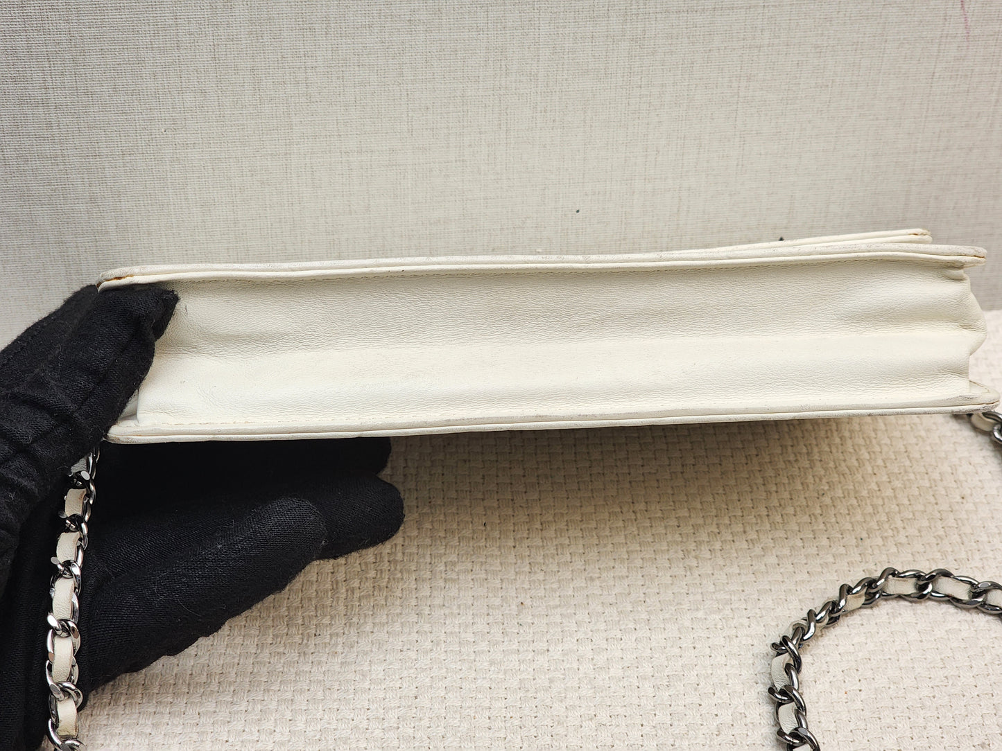 Chanel White Lambskin Vintage Quilted WOC