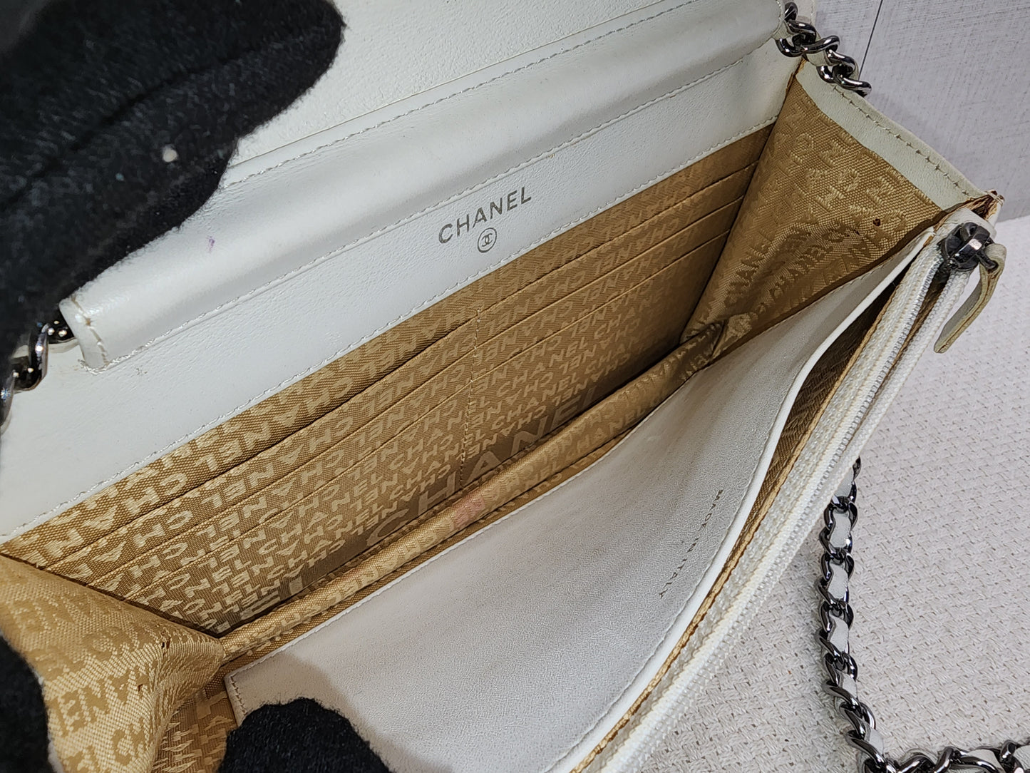 Chanel White Lambskin Vintage Quilted WOC