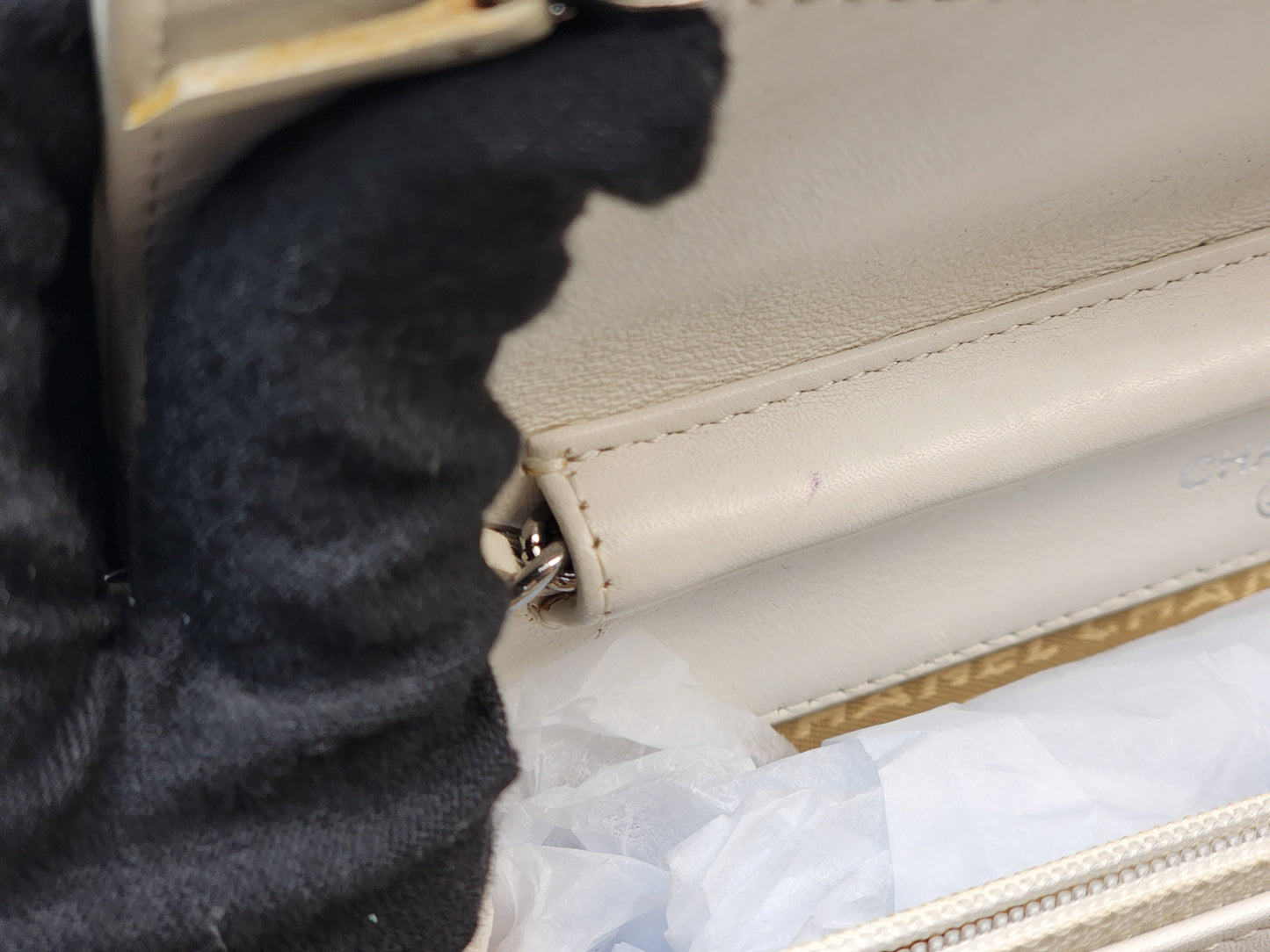 Chanel White Lambskin Vintage Quilted WOC