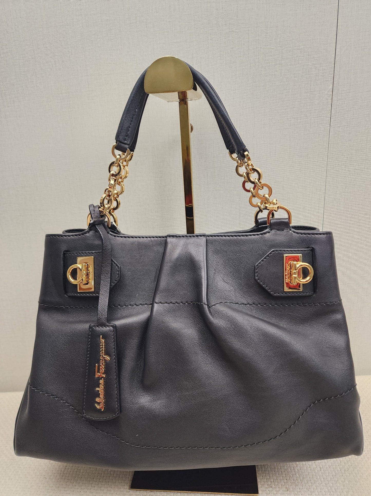 Salvatore Ferragamo Calfskin Chain Tote (GHW)