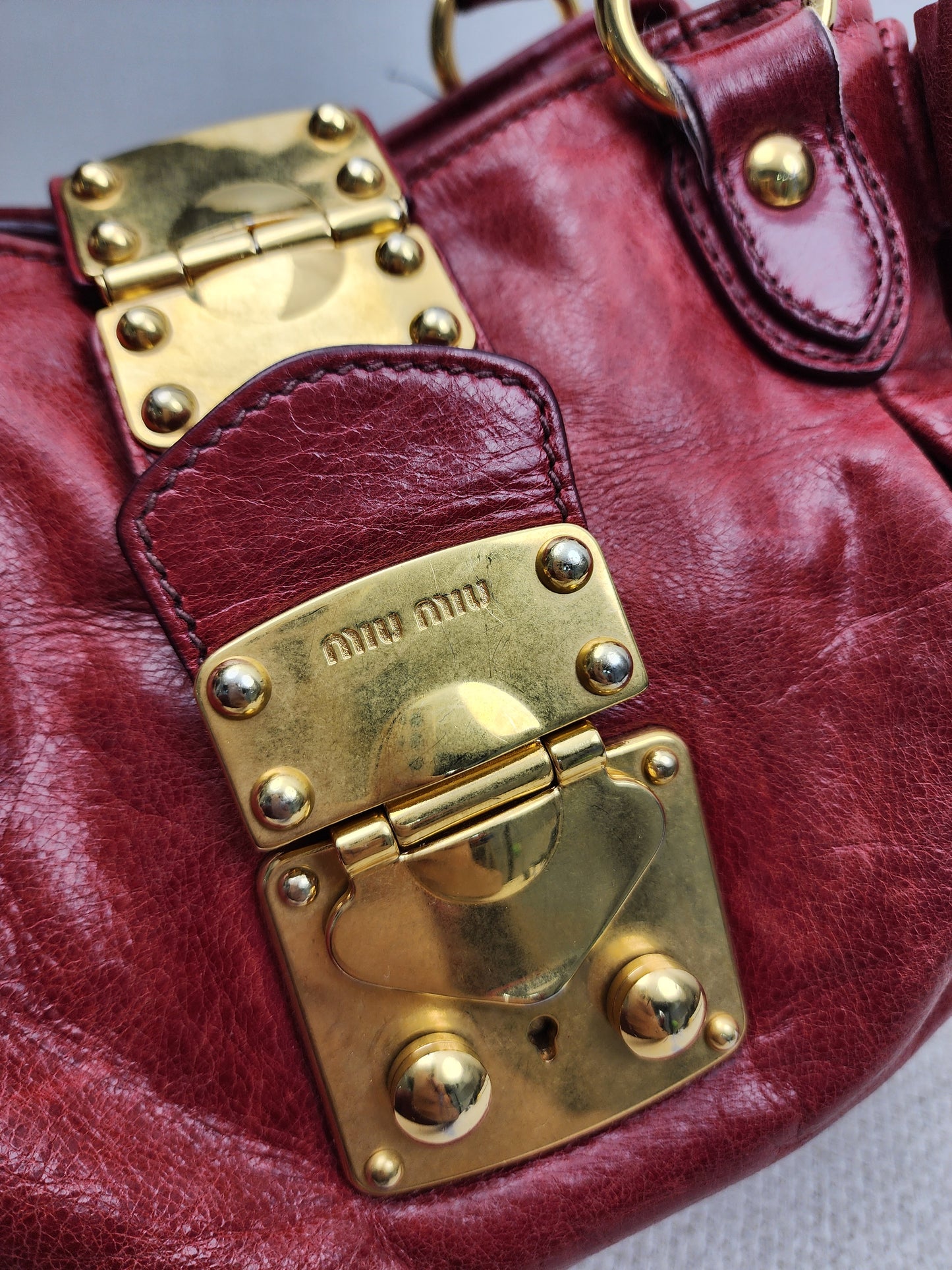 Miu Miu Red Calfskin Vitello Bow 2-Way Bag (GHW)