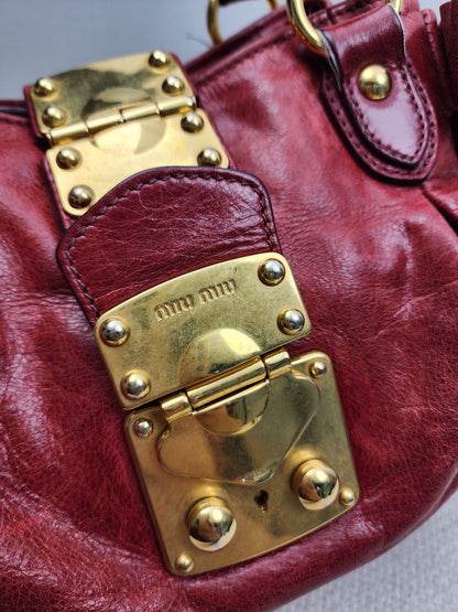 Miu Miu Red Calfskin Vitello Bow 2-Way Bag (GHW)