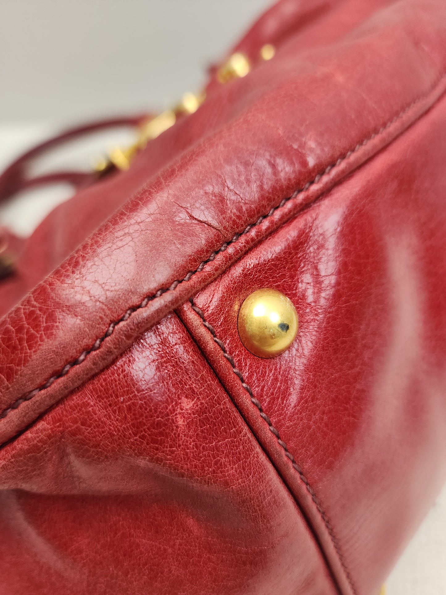 Miu Miu Red Calfskin Vitello Bow 2-Way Bag (GHW)