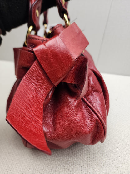 Miu Miu Red Calfskin Vitello Bow 2-Way Bag (GHW)