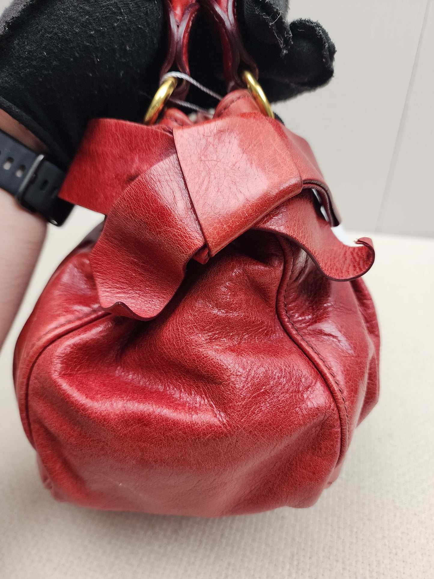 Miu Miu Red Calfskin Vitello Bow 2-Way Bag (GHW)
