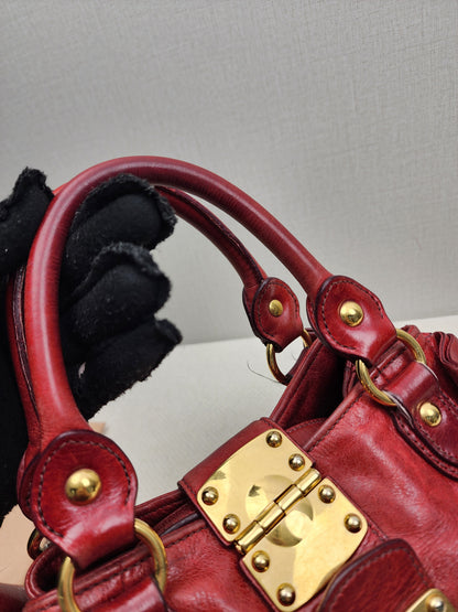 Miu Miu Red Calfskin Vitello Bow 2-Way Bag (GHW)