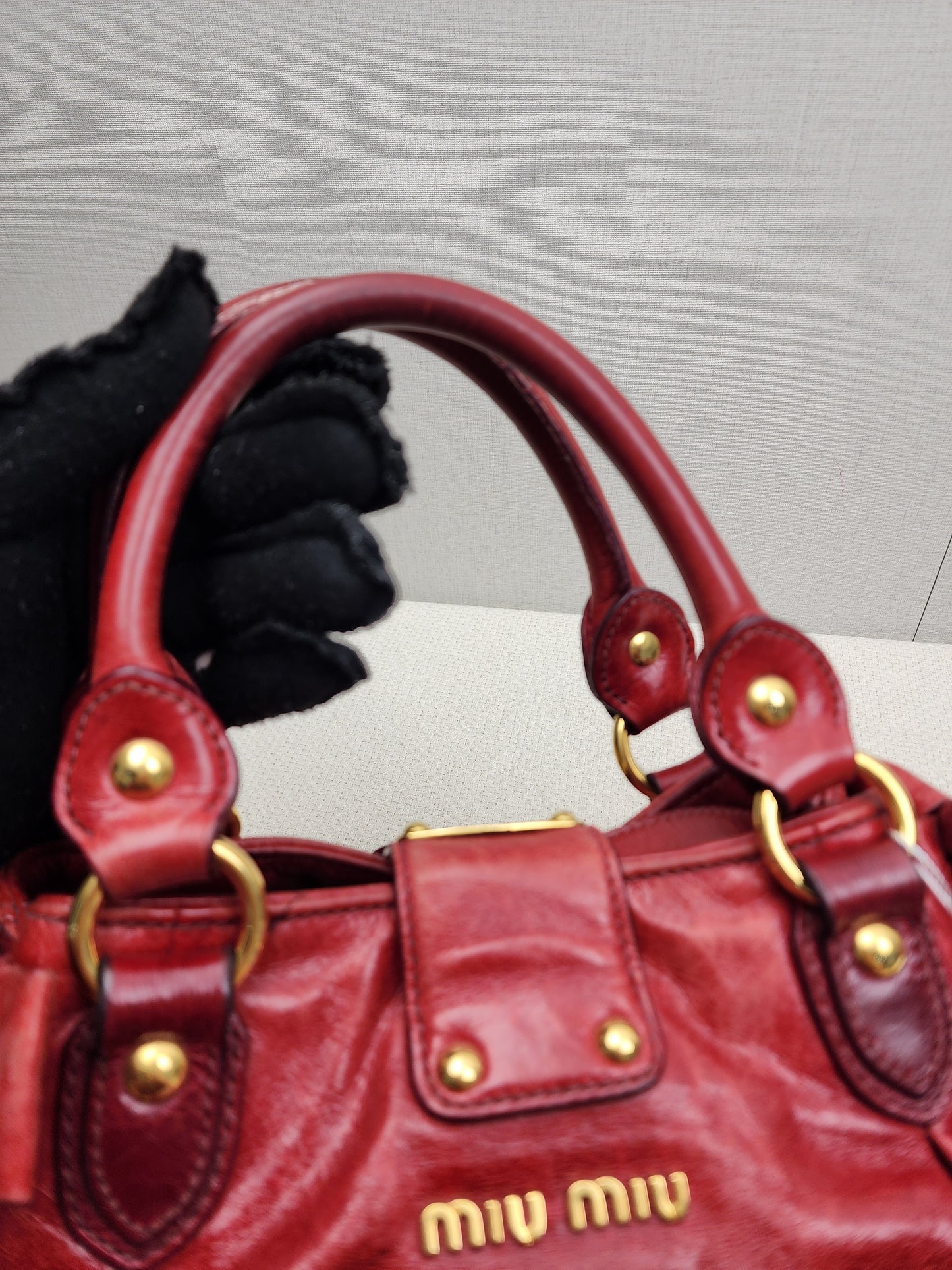 Miu Miu Red Calfskin Vitello Bow 2-Way Bag (GHW)