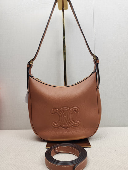 Celine Tan Grained Calfskin Small Heloise Bag (GHW)