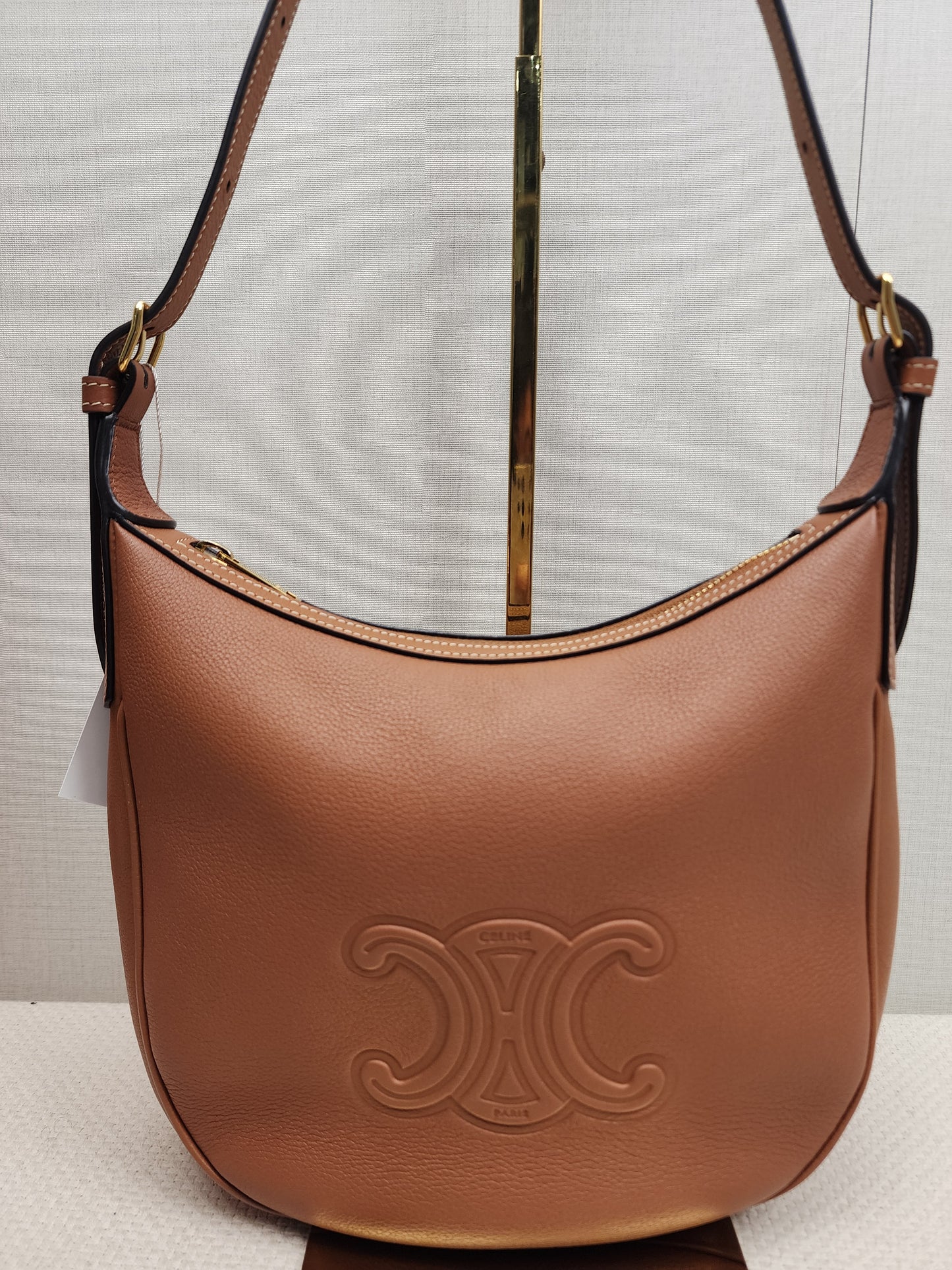 Celine Tan Grained Calfskin Small Heloise Bag (GHW)