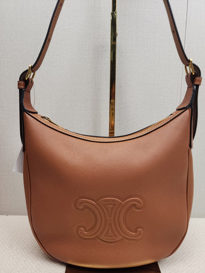 Celine Tan Grained Calfskin Small Heloise Bag (GHW)