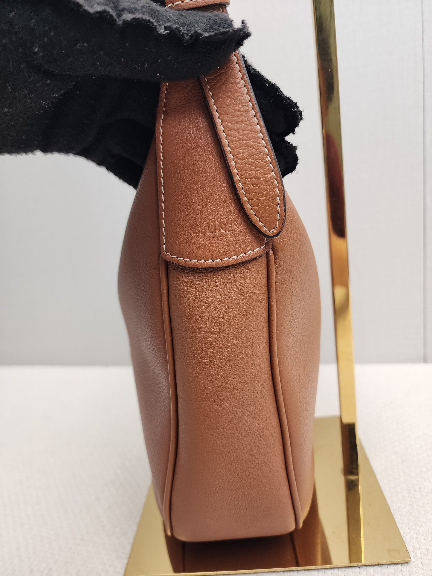 Celine Tan Grained Calfskin Small Heloise Bag (GHW)