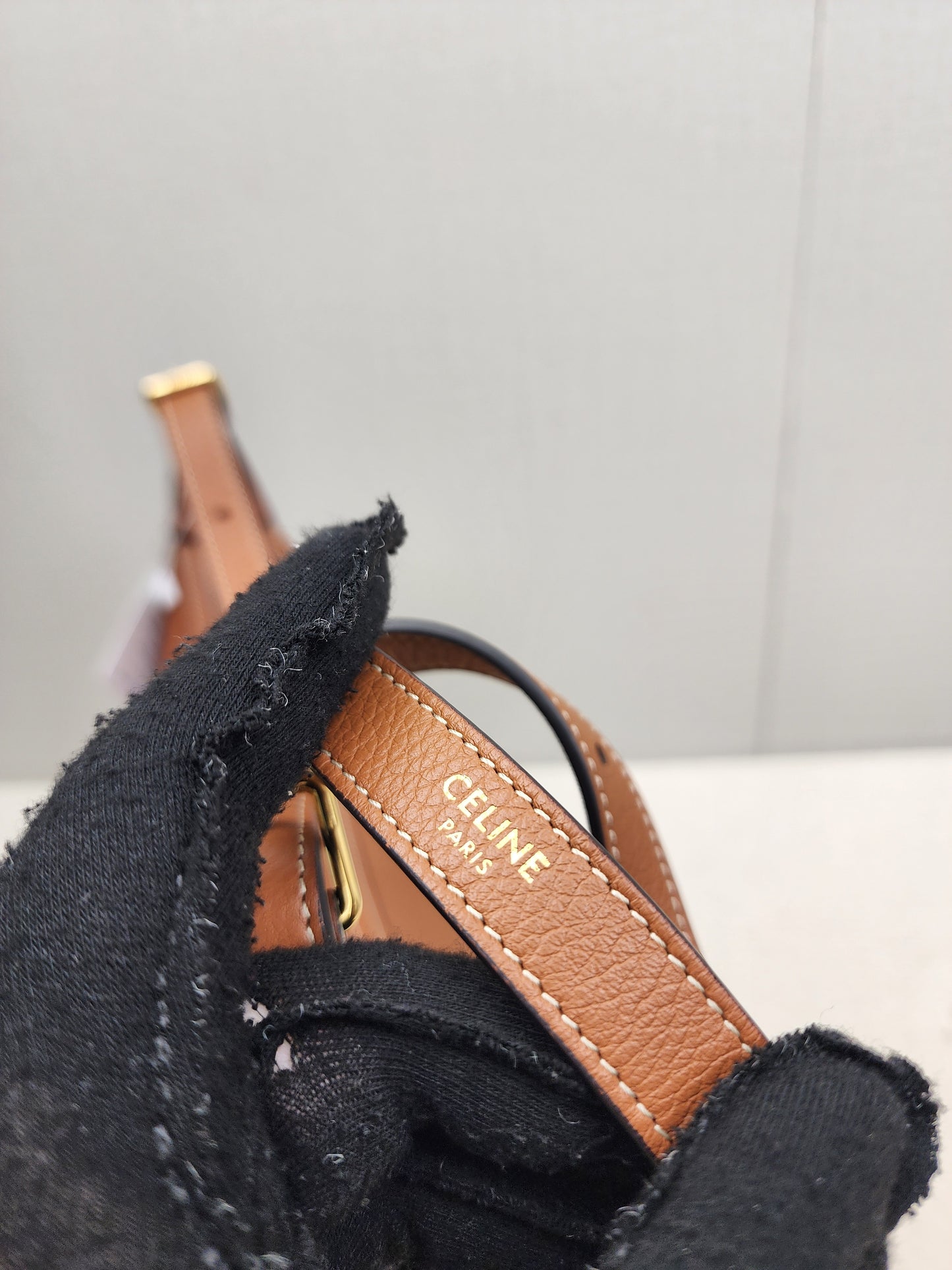 Celine Tan Grained Calfskin Small Heloise Bag (GHW)