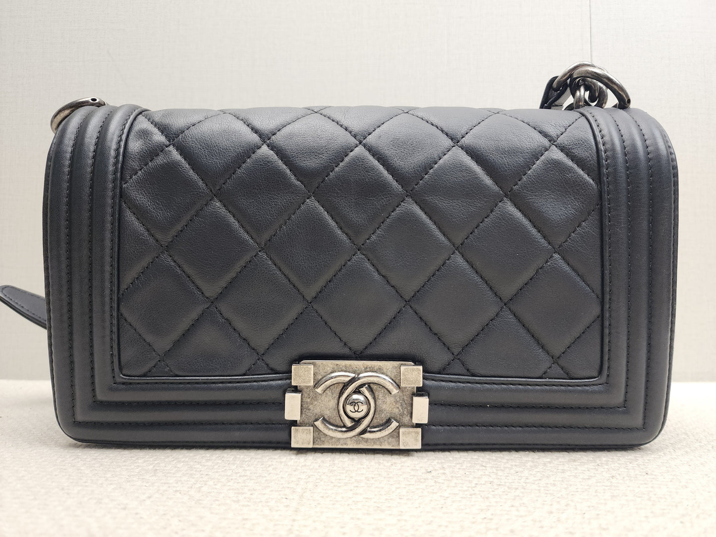 Chanel Black Calfskin Old Medium Boy (RHW)