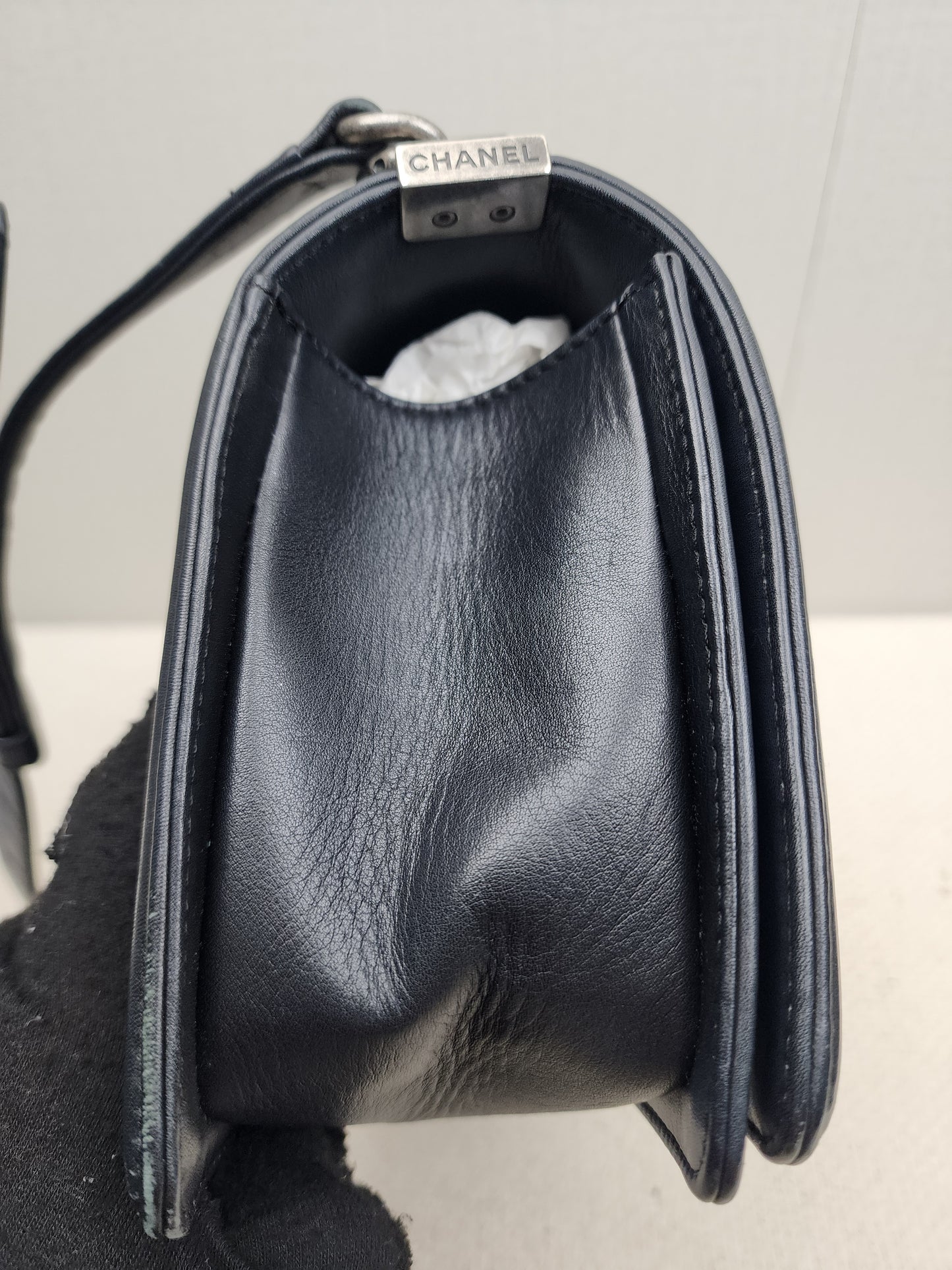 Chanel Black Calfskin Old Medium Boy (RHW)