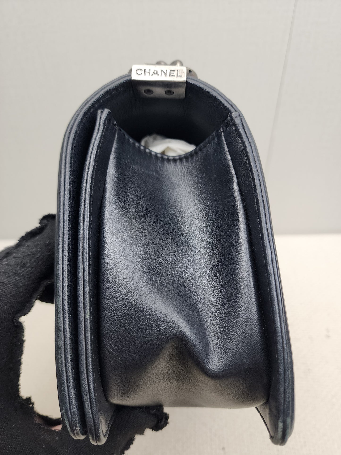 Chanel Black Calfskin Old Medium Boy (RHW)