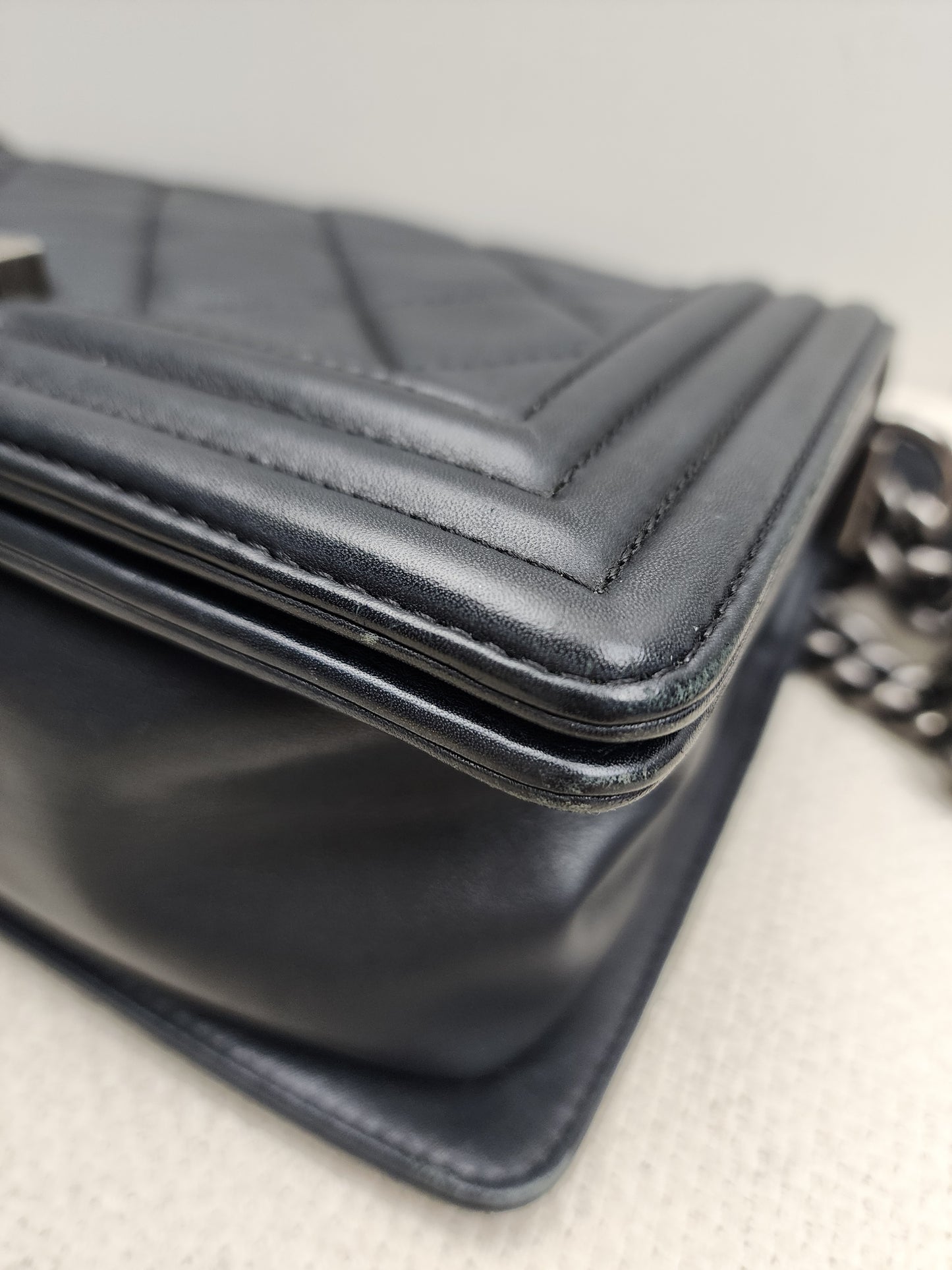 Chanel Black Calfskin Old Medium Boy (RHW)