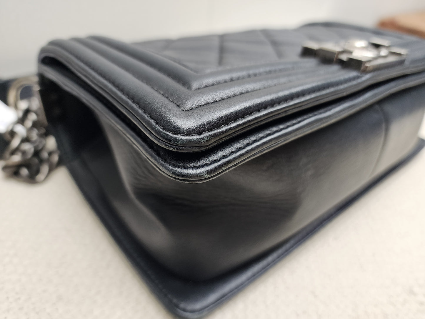 Chanel Black Calfskin Old Medium Boy (RHW)