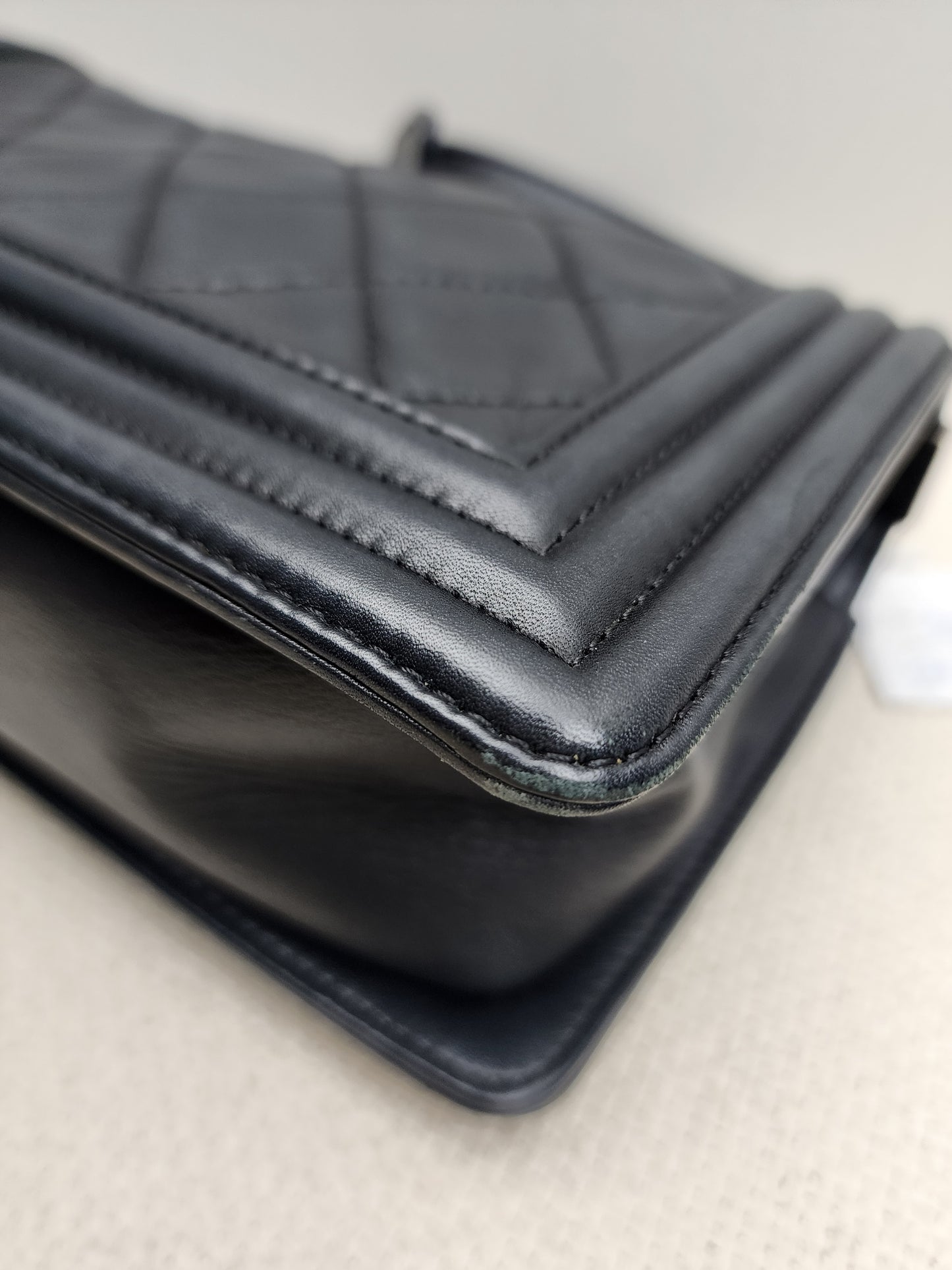 Chanel Black Calfskin Old Medium Boy (RHW)