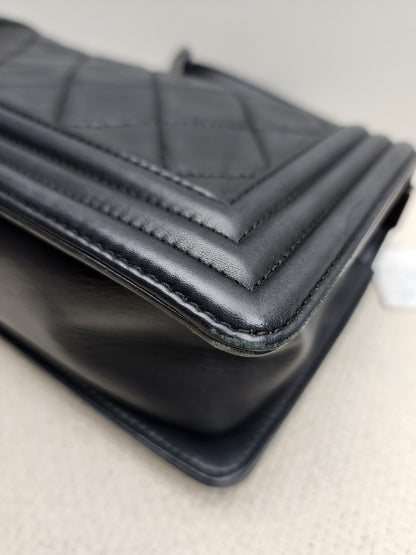 Chanel Black Calfskin Old Medium Boy (RHW)