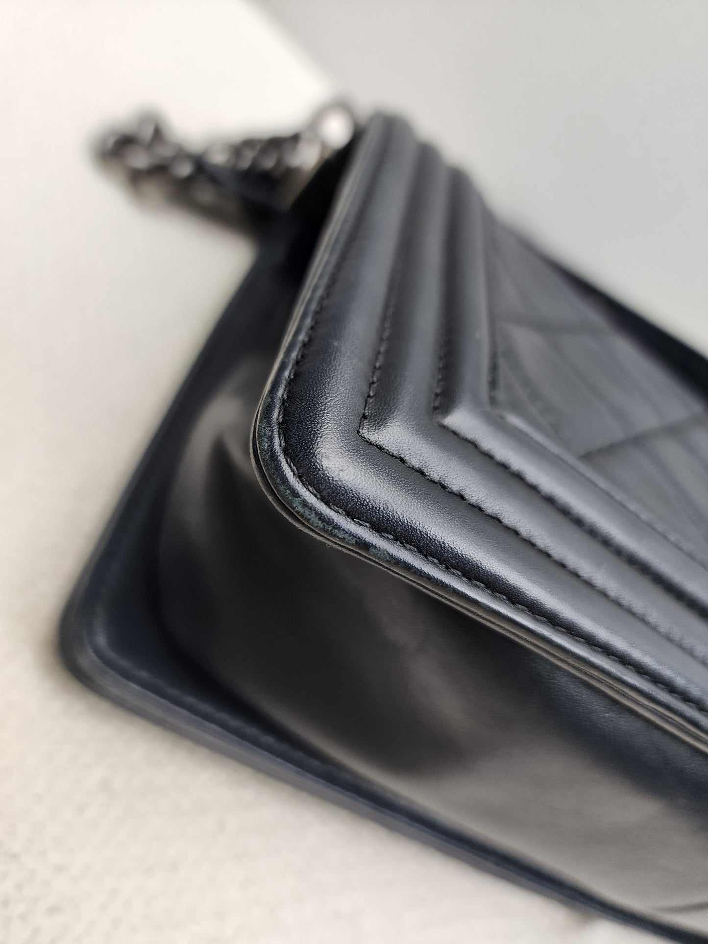 Chanel Black Calfskin Old Medium Boy (RHW)