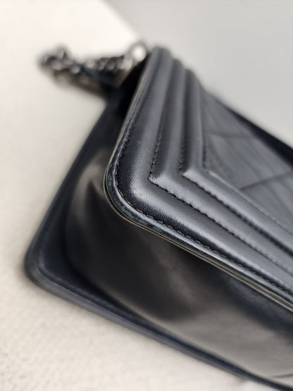 Chanel Black Calfskin Old Medium Boy (RHW)