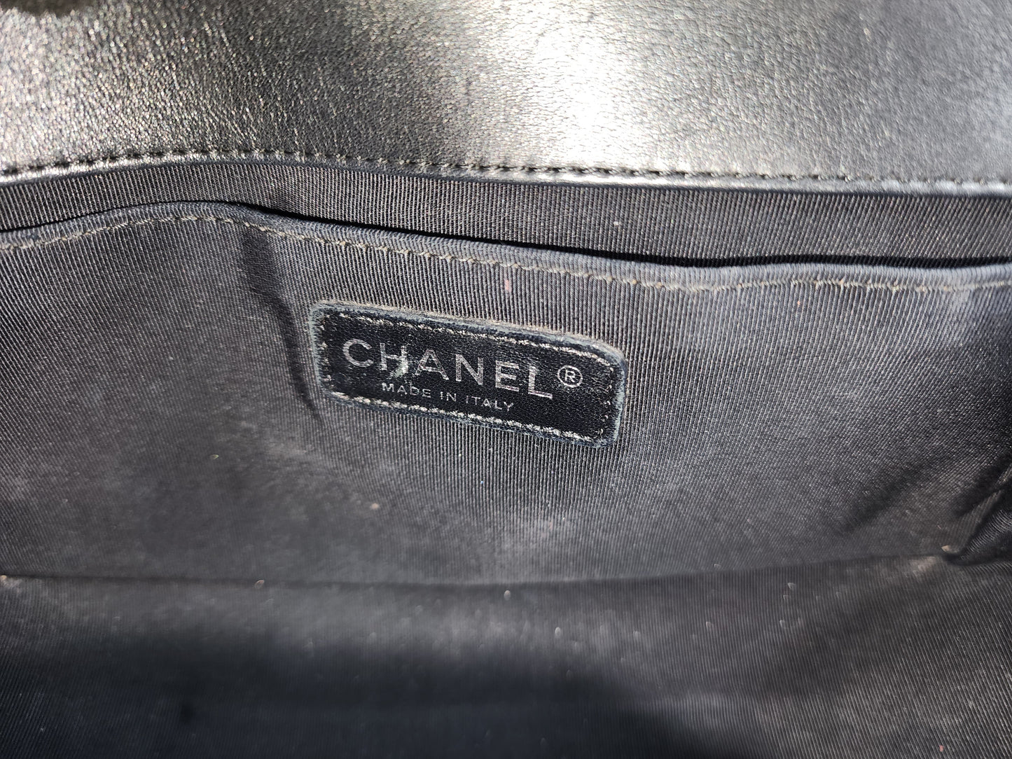 Chanel Black Calfskin Old Medium Boy (RHW)