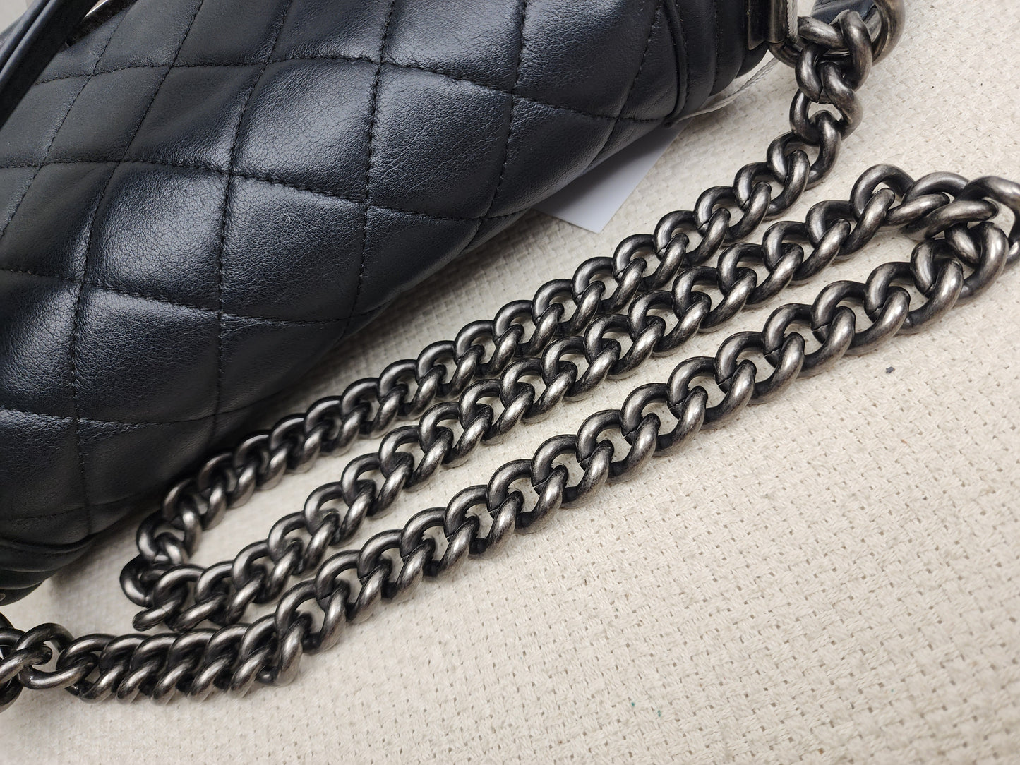 Chanel Black Calfskin Old Medium Boy (RHW)