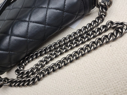 Chanel Black Calfskin Old Medium Boy (RHW)