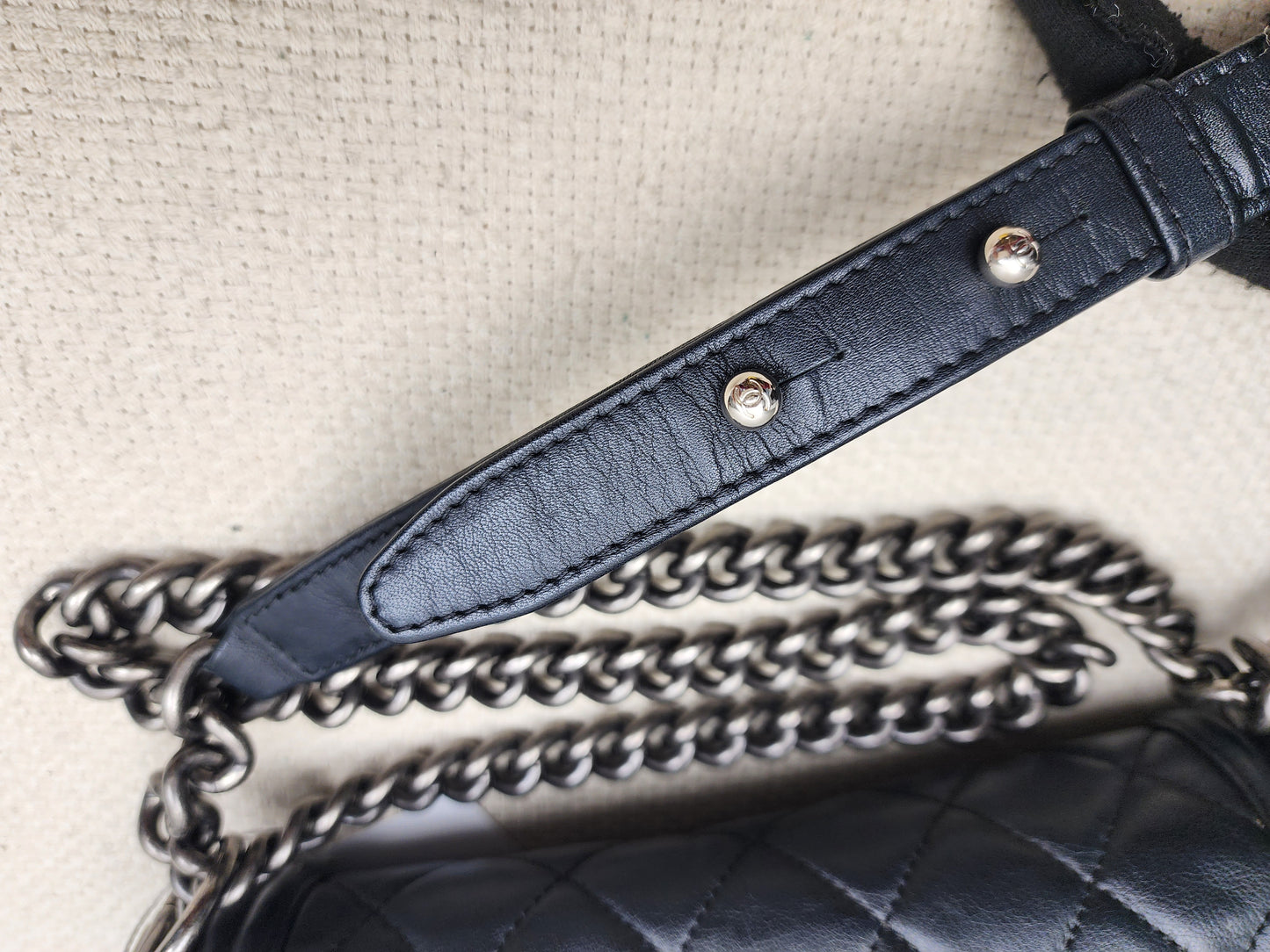 Chanel Black Calfskin Old Medium Boy (RHW)