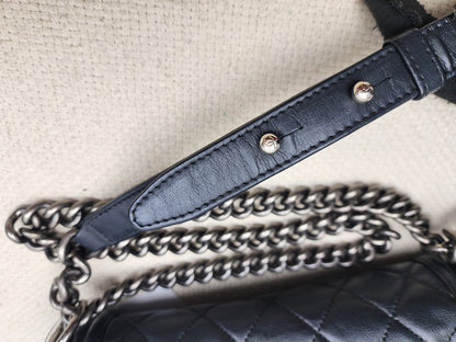 Chanel Black Calfskin Old Medium Boy (RHW)