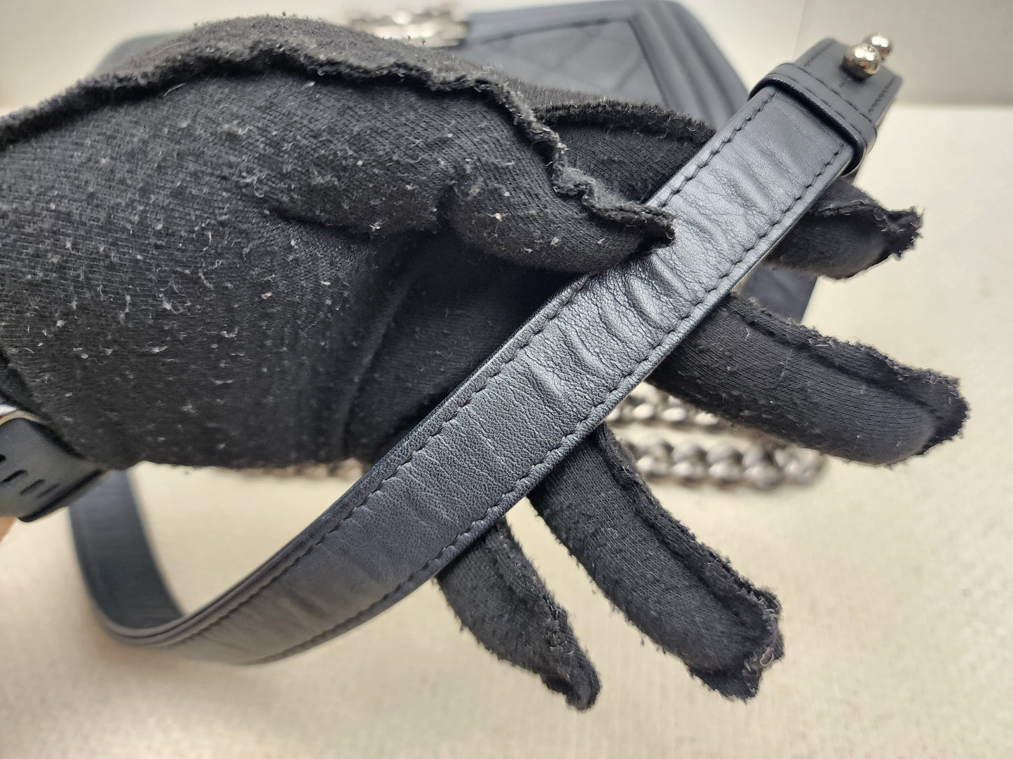 Chanel Black Calfskin Old Medium Boy (RHW)