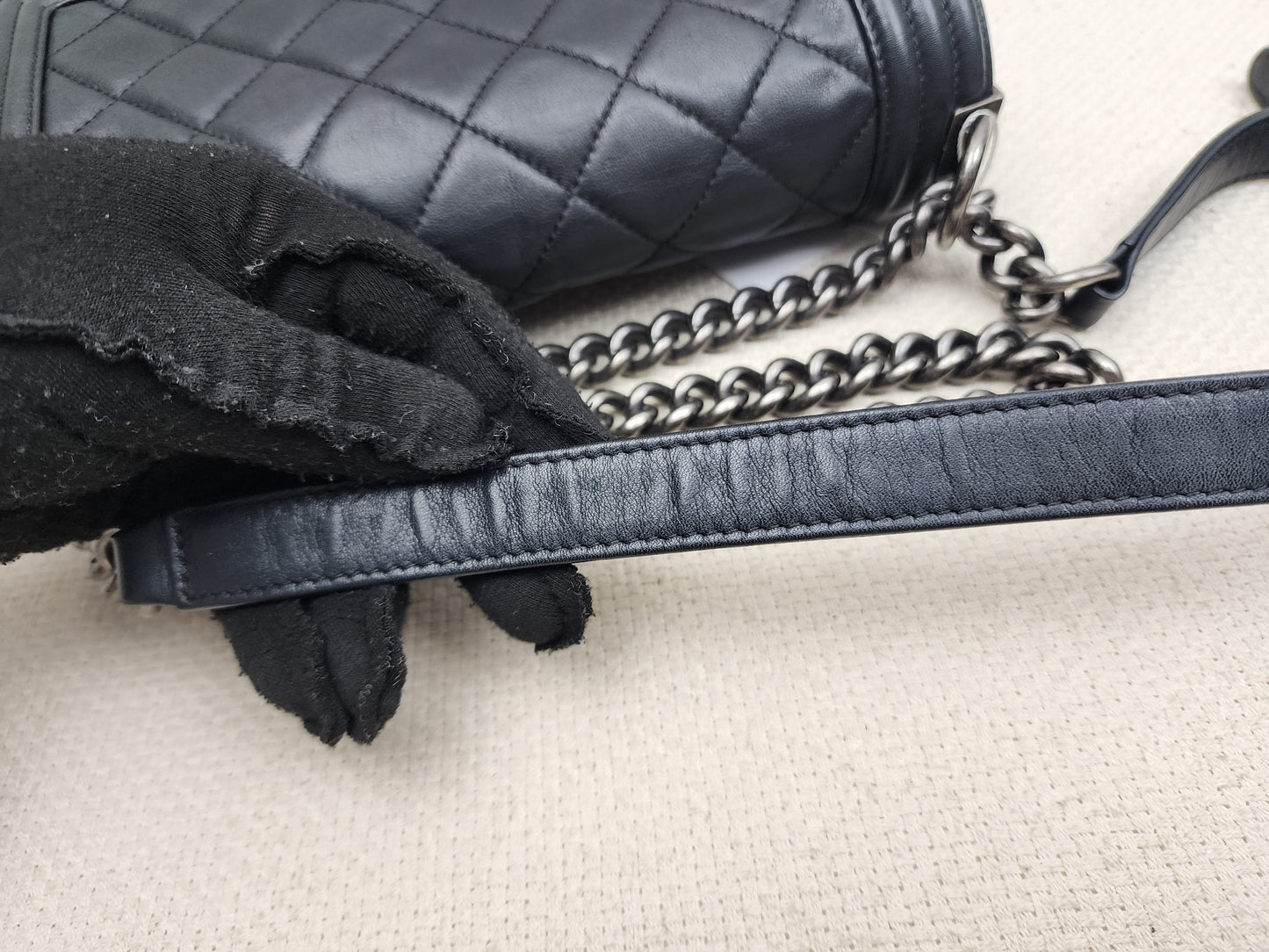 Chanel Black Calfskin Old Medium Boy (RHW)