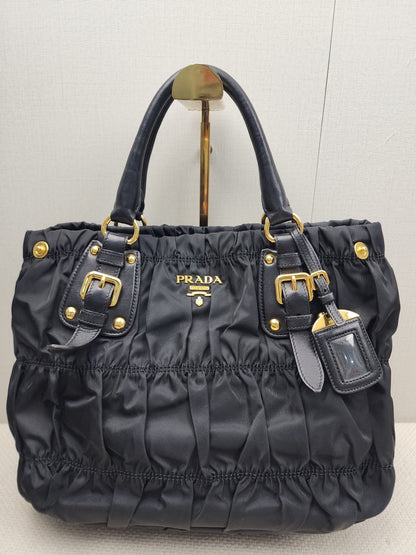 Prada Black Tessuto Nylon Gaufre 2-Way Tote
