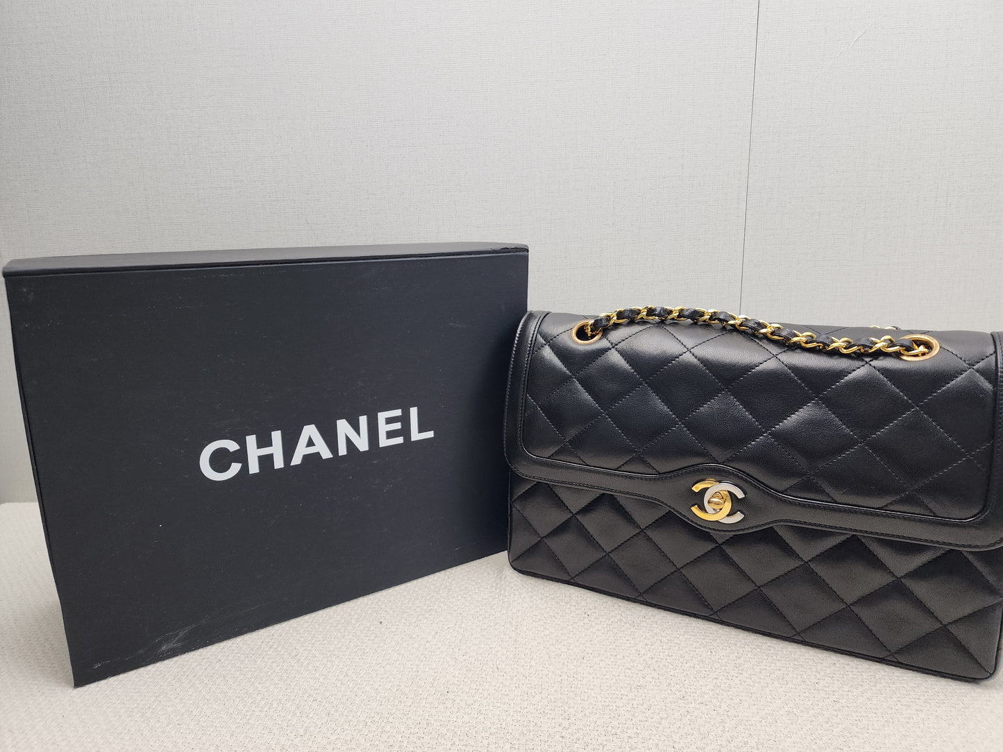 Chanel Black Lambskin Vintage Paris Limited CC Double Flap