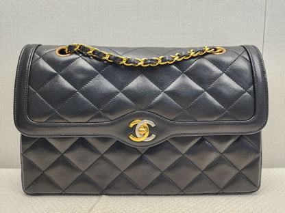 Chanel Black Lambskin Vintage Paris Limited CC Double Flap