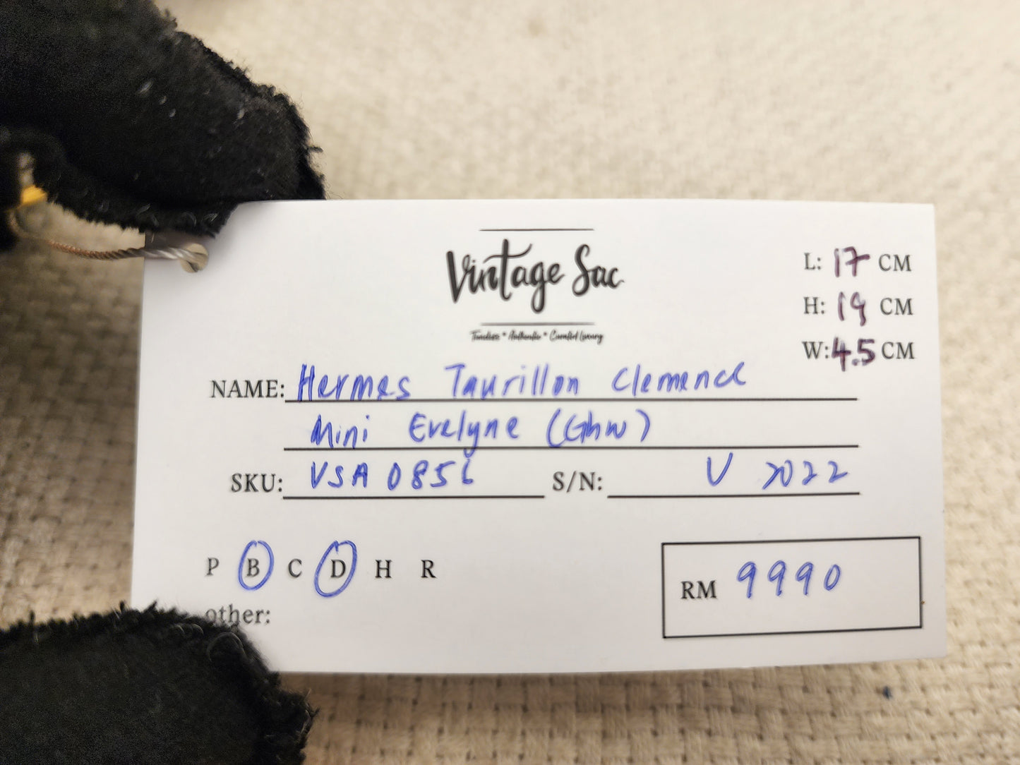 Hermes Taurillon Clemence Mini Evelyne (GHW)