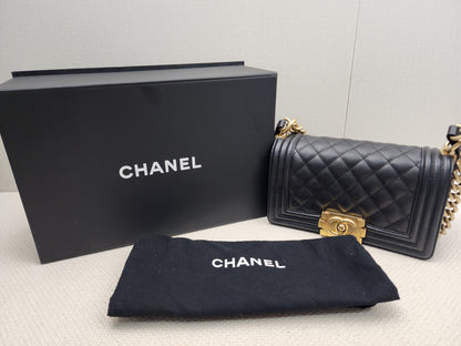 Chanel Black Caviar Small Boy (GHW)
