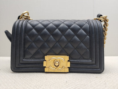 Chanel Black Caviar Small Boy (GHW)