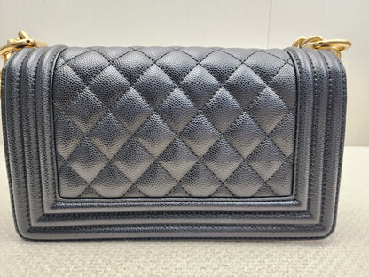 Chanel Black Caviar Small Boy (GHW)