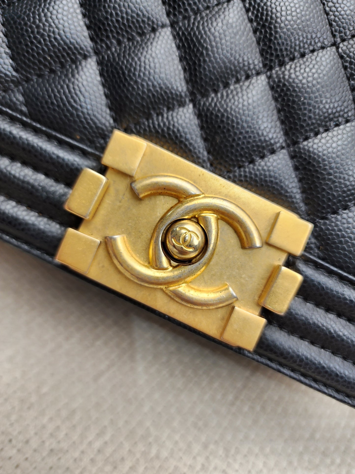 Chanel Black Caviar Small Boy (GHW)